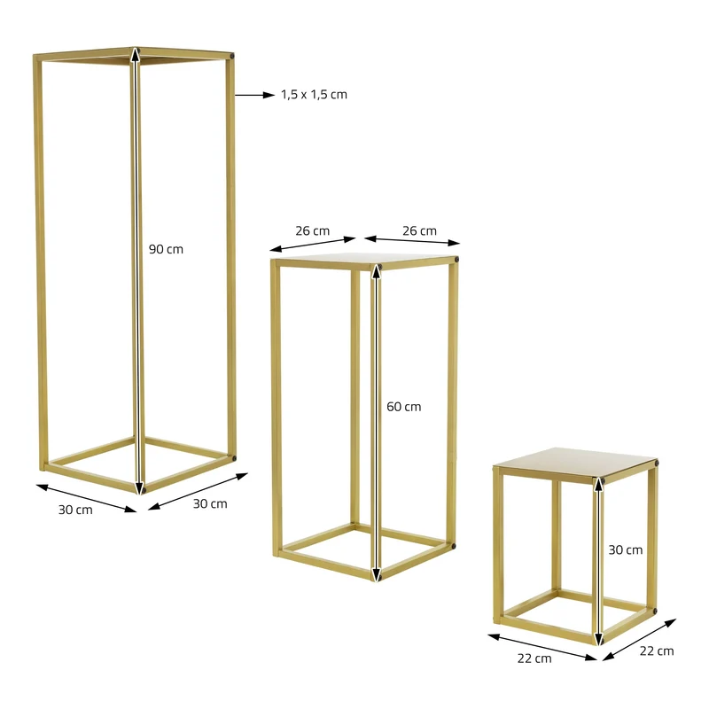 Blumenständer 3er Set Gold aus Metall ML-Design