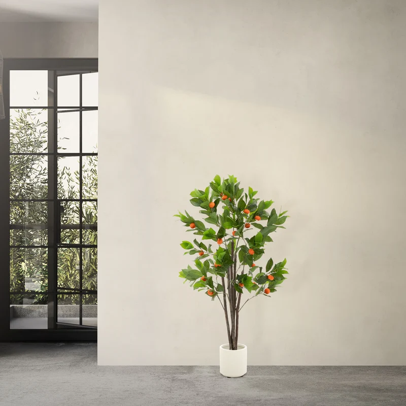 Künstlicher Orangenbaum 130 cm Kunstpflanze im Topf mit Früchten ML-Design