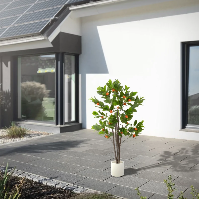 Künstlicher Orangenbaum 130 cm Kunstpflanze im Topf mit Früchten ML-Design