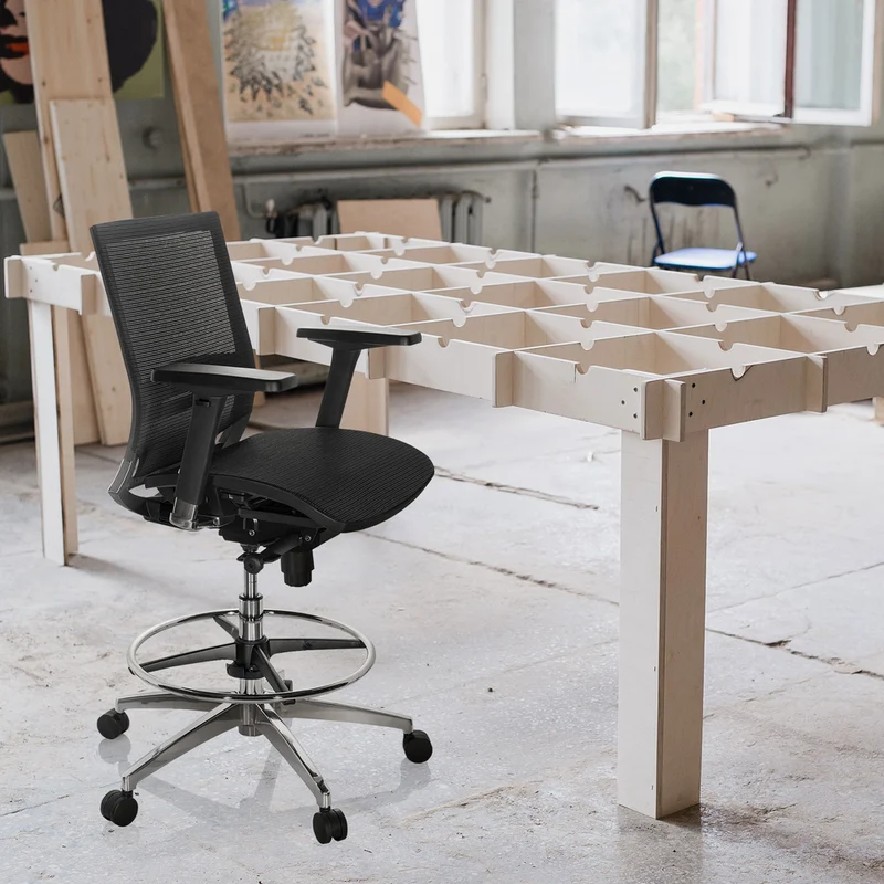 B-Ware hjh OFFICE Arbeitsstuhl Counterstuhl TOP WORK 78 Netzstoff höhenverstellbar