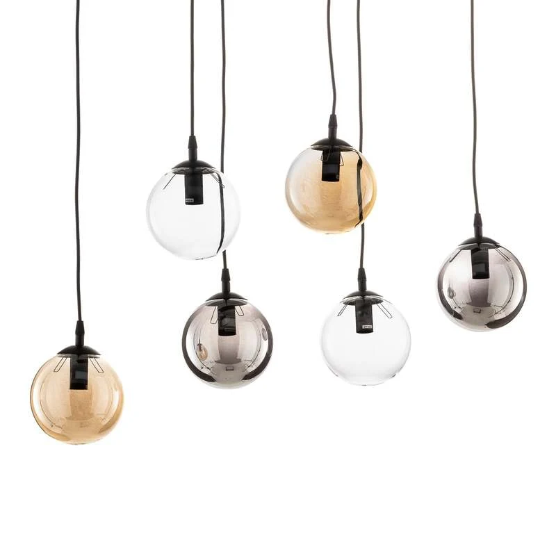 B-Ware Hängeleuchte Glassy 6-flg LED Pendelleuchte dimmbar grafit amber klar 75cm