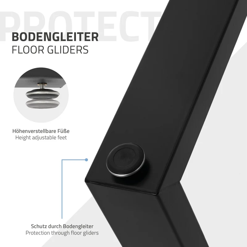 2er Set Tischgestell B70xH74 cm in U-Form Metall Schwarz ML-Design