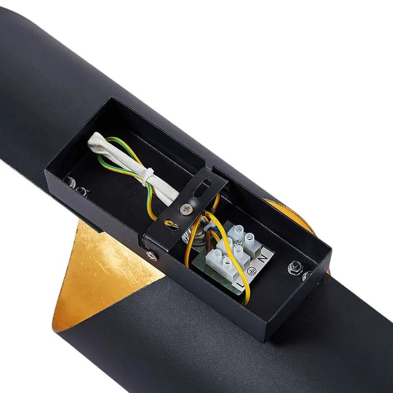 B-Ware Lindby Wandleuchte Vanni LED Wandlampe dimmbar schwarz gold Metall Höhe 57cm