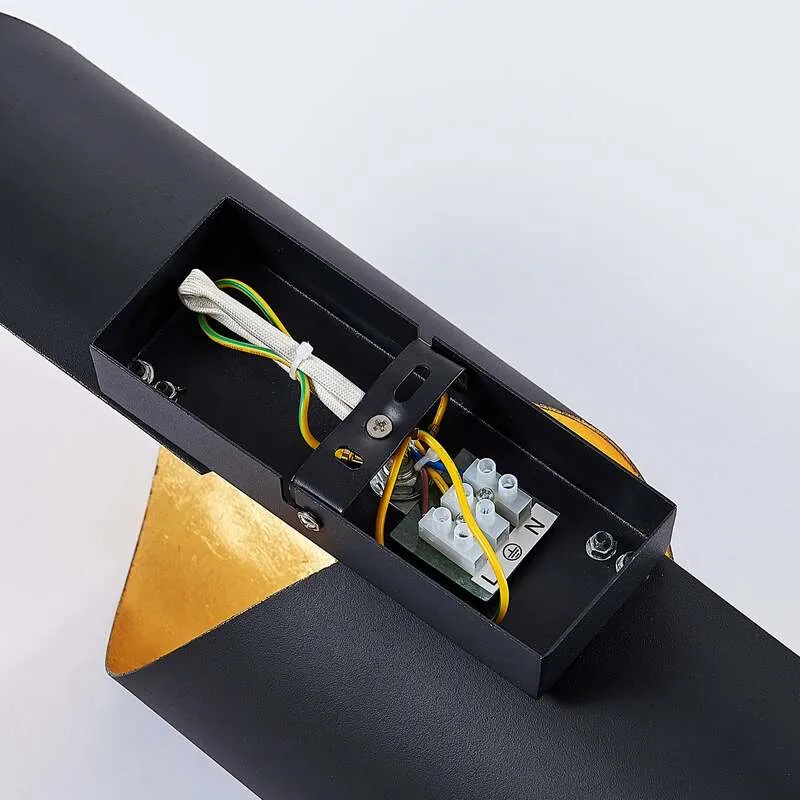 B-Ware Lindby Wandleuchte Vanni LED Wandlampe dimmbar schwarz gold Metall Höhe 57cm