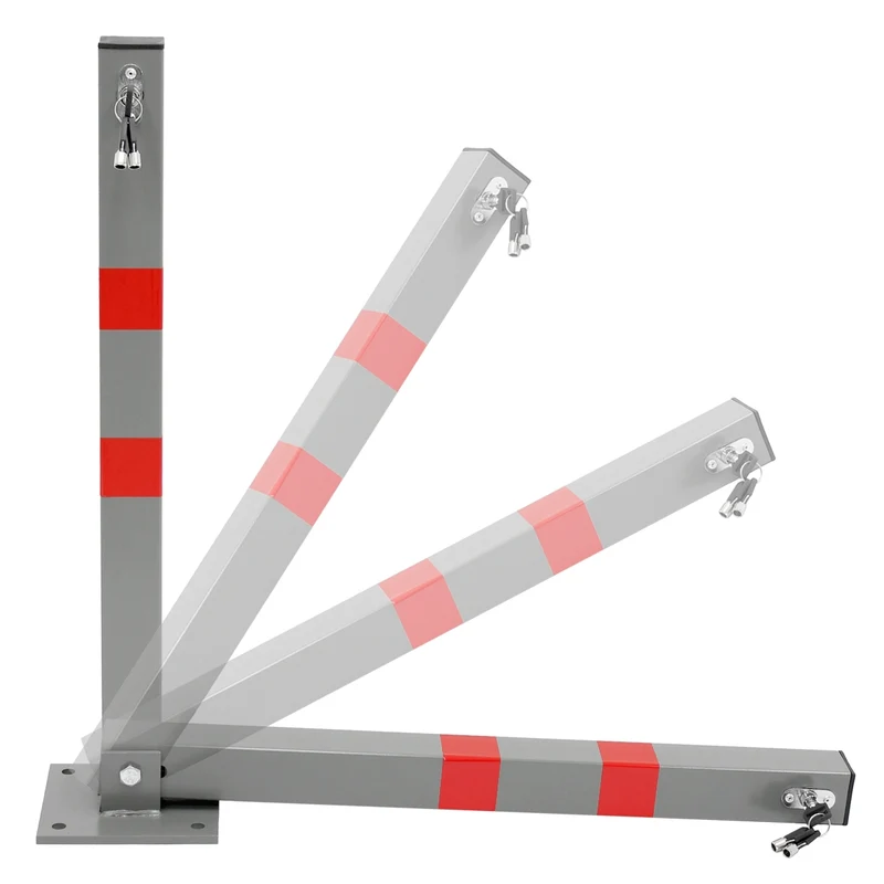 2er Set Parkplatzsperre 70 cm eckig mit Roten Warnstreifen und 3 Schlüssel aus Stahl
