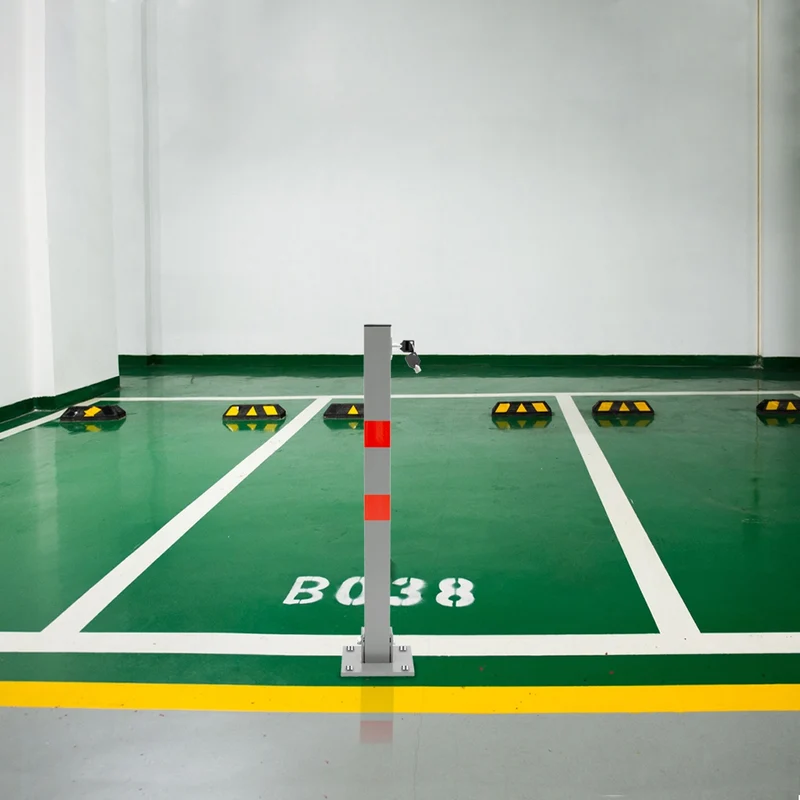 2er Set Parkplatzsperre 70 cm eckig mit Roten Warnstreifen und 3 Schlüssel aus Stahl