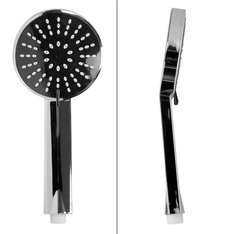 Regendusche Set rund Schwarz/Silber aus Edelstahl mit Anti-Kalk Düsen