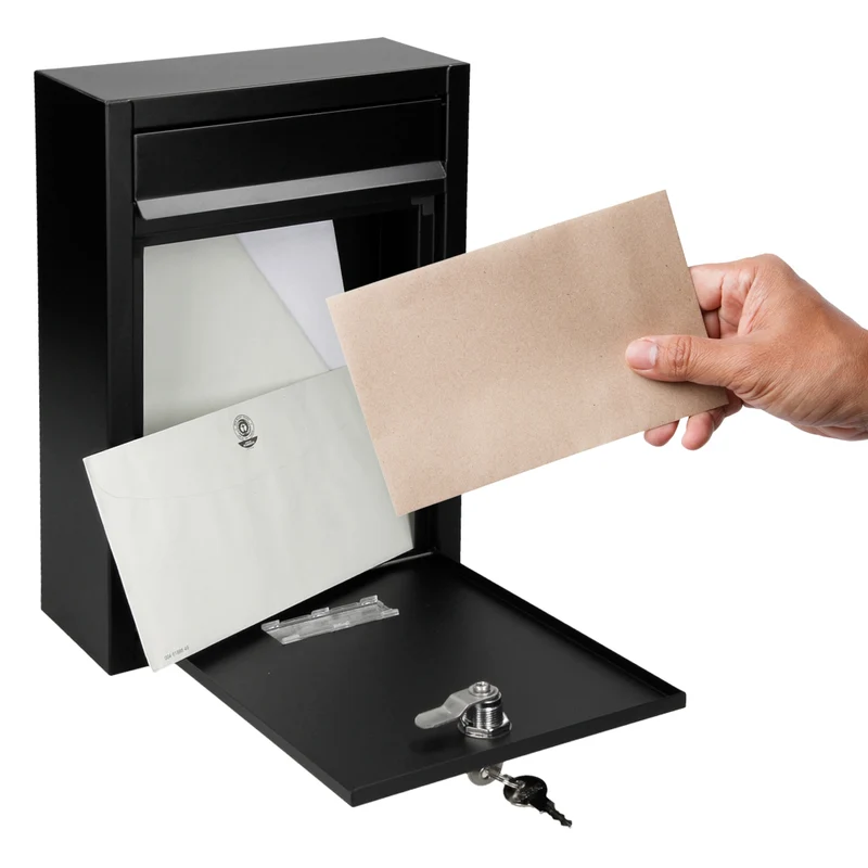 Briefkasten Schwarz 215x9x32 cm aus Stahl