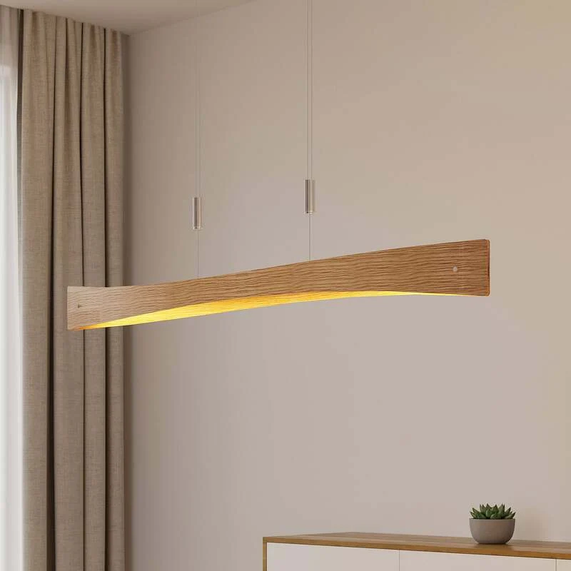 B-Ware Lindby Hängeleuchte Beazina LED Pendelleuchte dimmbar Eiche Metall 118cm nickel