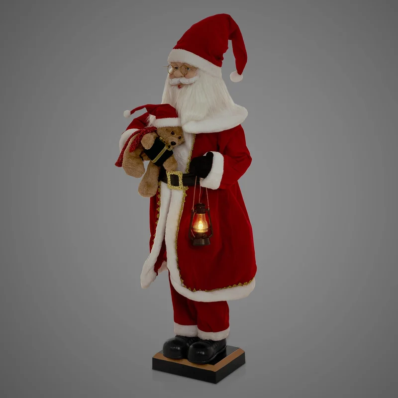 Weihnachtsmann 120 cm mit LED Licht Bewegung Sound Musik, Weihnachtsfigur für Innenbereich