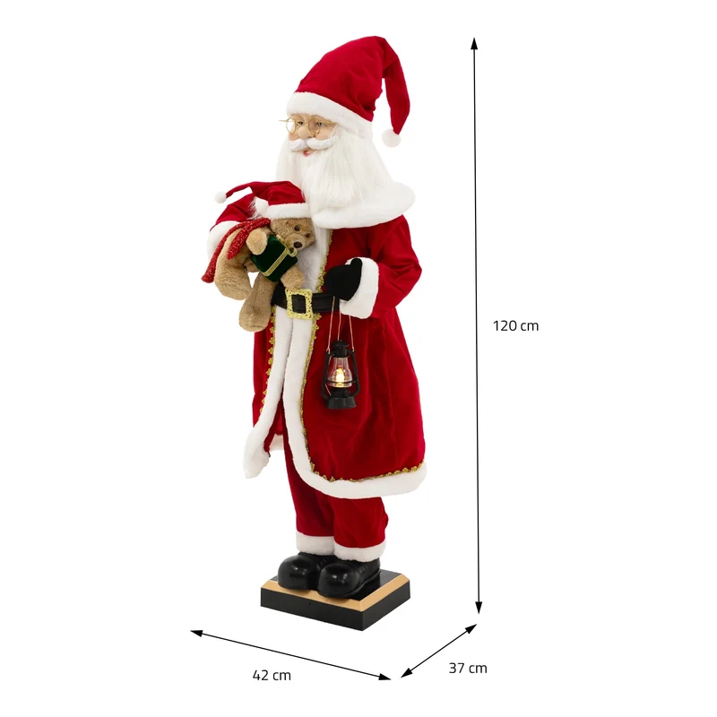 Weihnachtsmann 120 cm mit LED Licht Bewegung Sound Musik, Weihnachtsfigur für Innenbereich