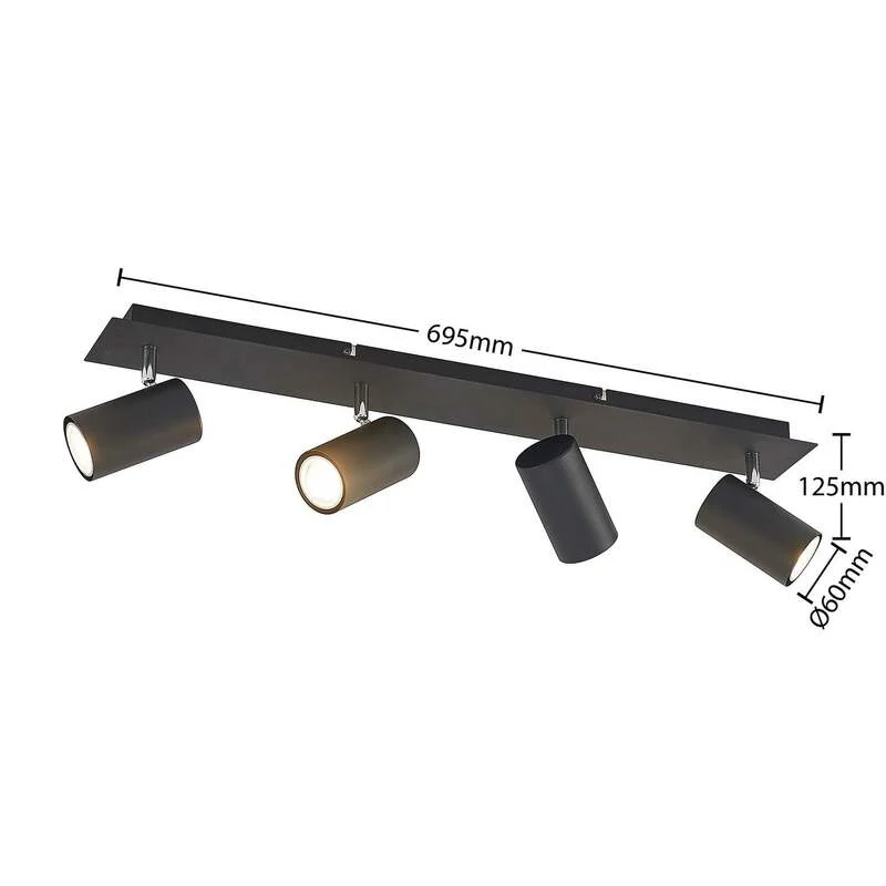 B-Ware Lindby Deckenstrahler Joffrey LED Lampe dimmbar 4-flg schwarz 70cm GU10 IP20