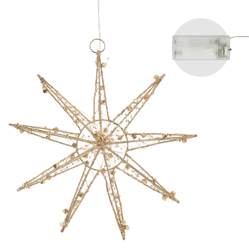 LED Weihnachtsstern 30 cm Gold aus Metall mit warmweißen LEDs