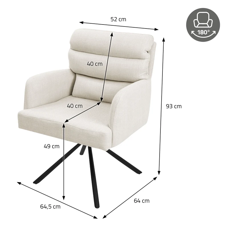 Esszimmerstuhl Beige drehbar mit abnehmbaren Rückenkissen gepolstert bis 120 Kilogramm