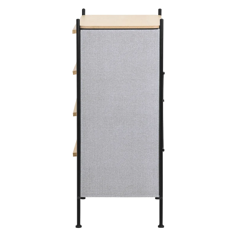 Kommode 58x98x42,5 cm Eiche aus Stahl, MDF mit 4 Stoff Schubladen ML Design