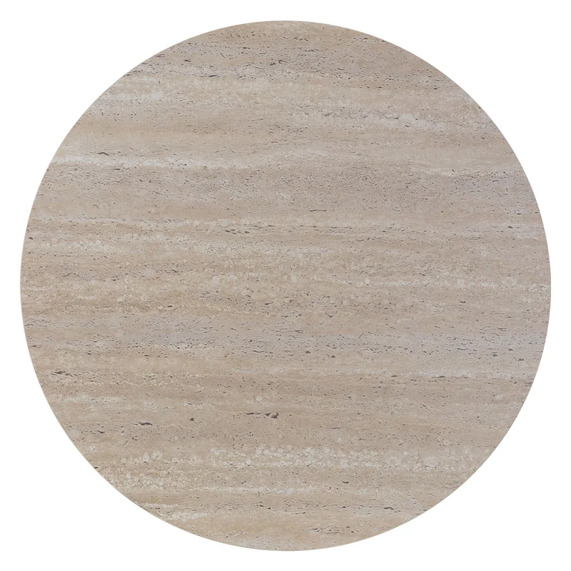 Couchtisch rund Ø60 x 50 cm, Stein-Optik, Beige, Wohnzimmertisch ML-Design