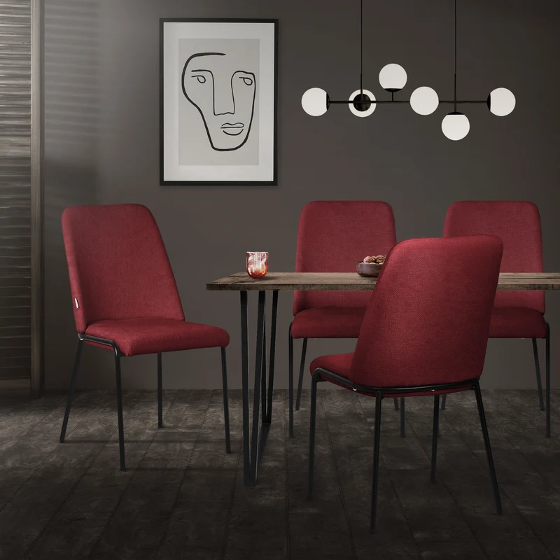 Esszimmerstühle 4er Set Rot mit Rückenlehne, Polsterstühle für Esszimmer & Küche ML-Design