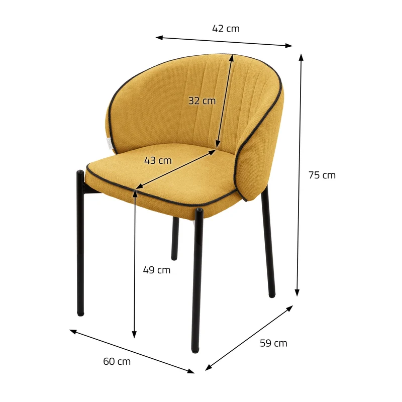 4er Set Esszimmerstühle mit Rücken- & Armlehne Senf mit Metallbeinen bis 120 kg ML-Design