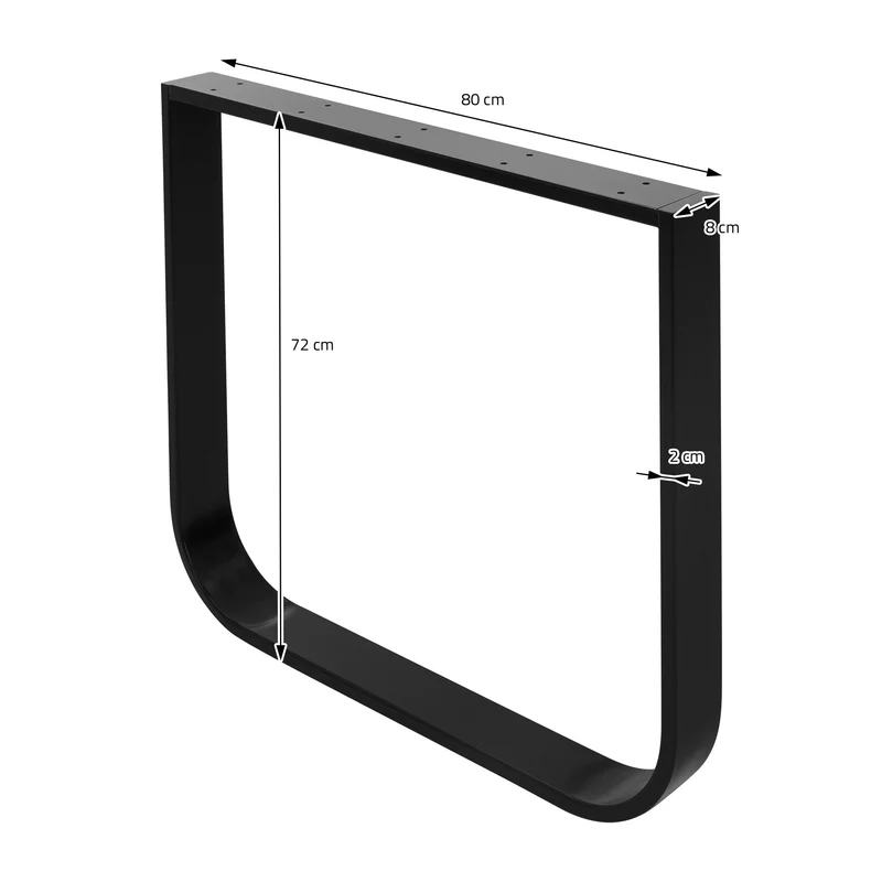 B-Ware 2 Stück Tischbeine B80xH72 cm Tischkufen O-Form aus Stahl pulverbeschichtet Schwarz ML-Design