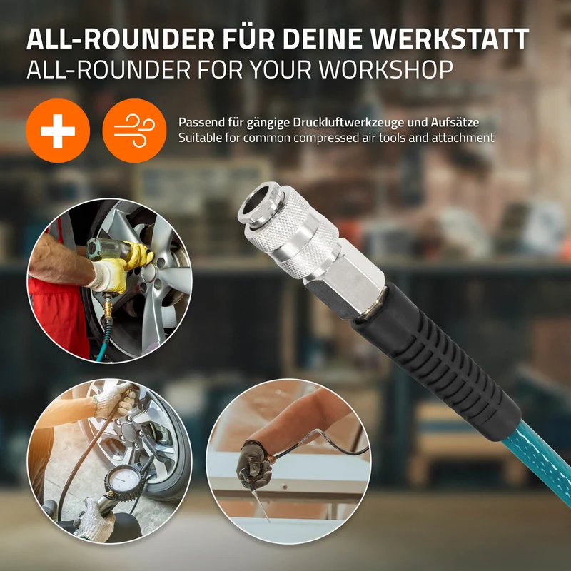 Druckluft Schlauchtrommel Automatik 10 m 1/4" Anschluss für Wandmontage