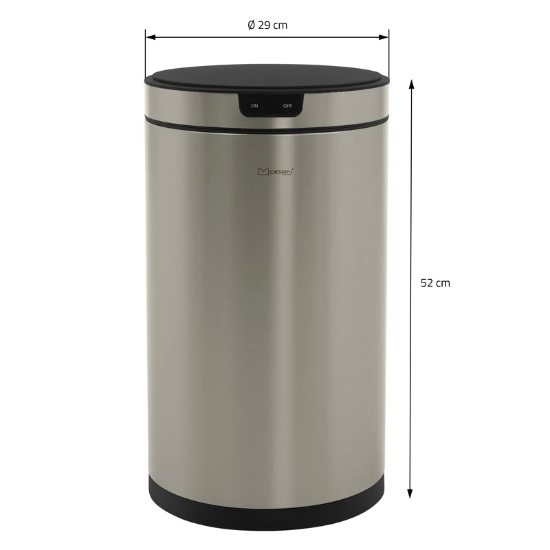 Mülleimer mit Sensor 30L rund aus Edelstahl, Silber, Automatisches Öffnen & Schließen ML-Design