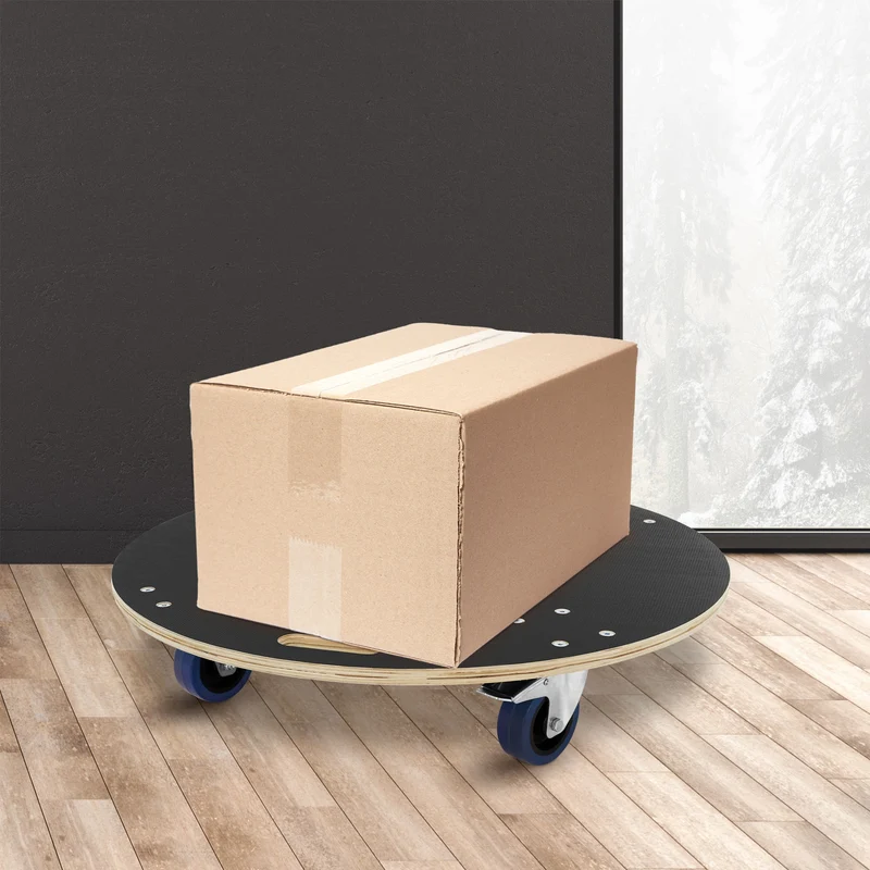 Rollbrett Möbelroller rund Ø 77 cm aus Multiplex mit Feststellbremsen Tragkraft 800 kg