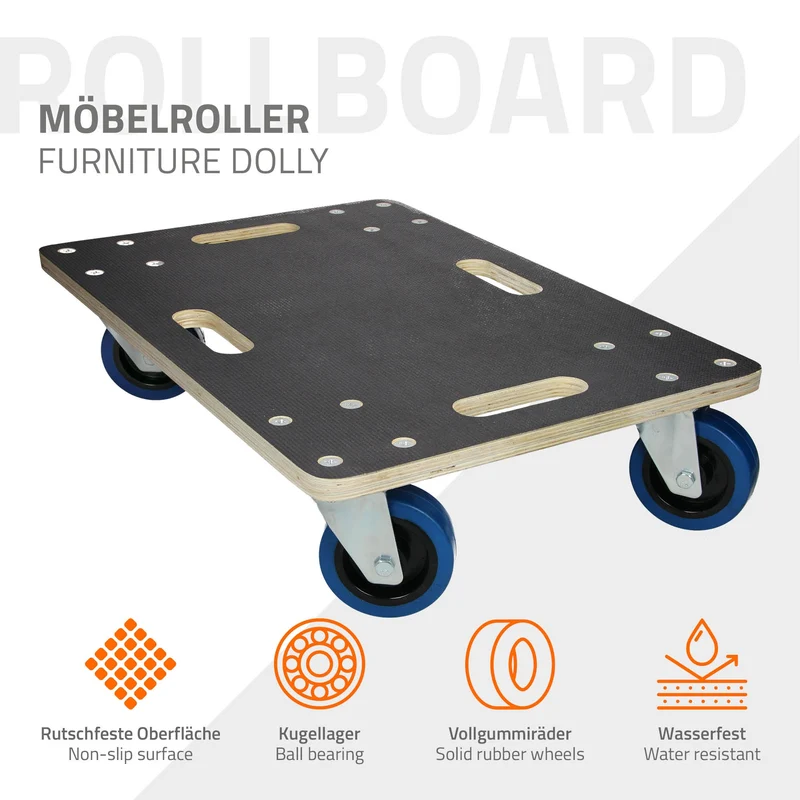 Rollbrett Möbelroller 40 x 60 cm aus Multiplex Traglast 800 kg