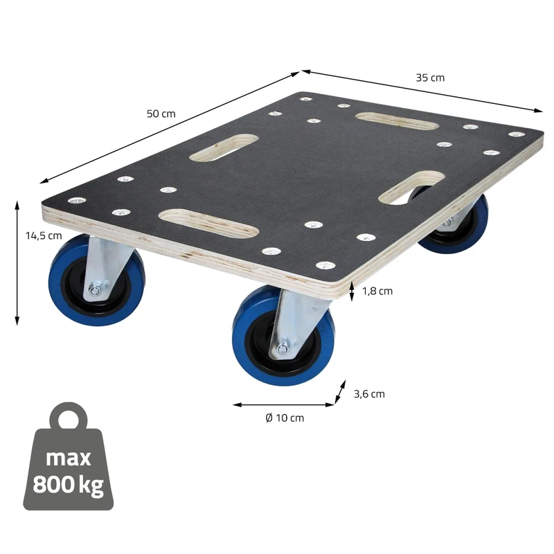 Rollbrett Möbelroller 35 x 50 cm aus Multiplex Tragkraft 800 kg