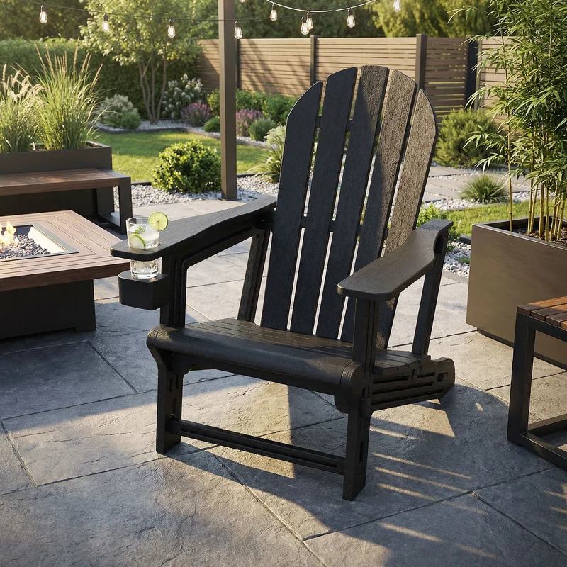 Gartenstuhl Adirondack Stuhl Sonnenstuhl wetterfest aus HDPE Kunststoff bis 180 kg Gartensessel ML-Design