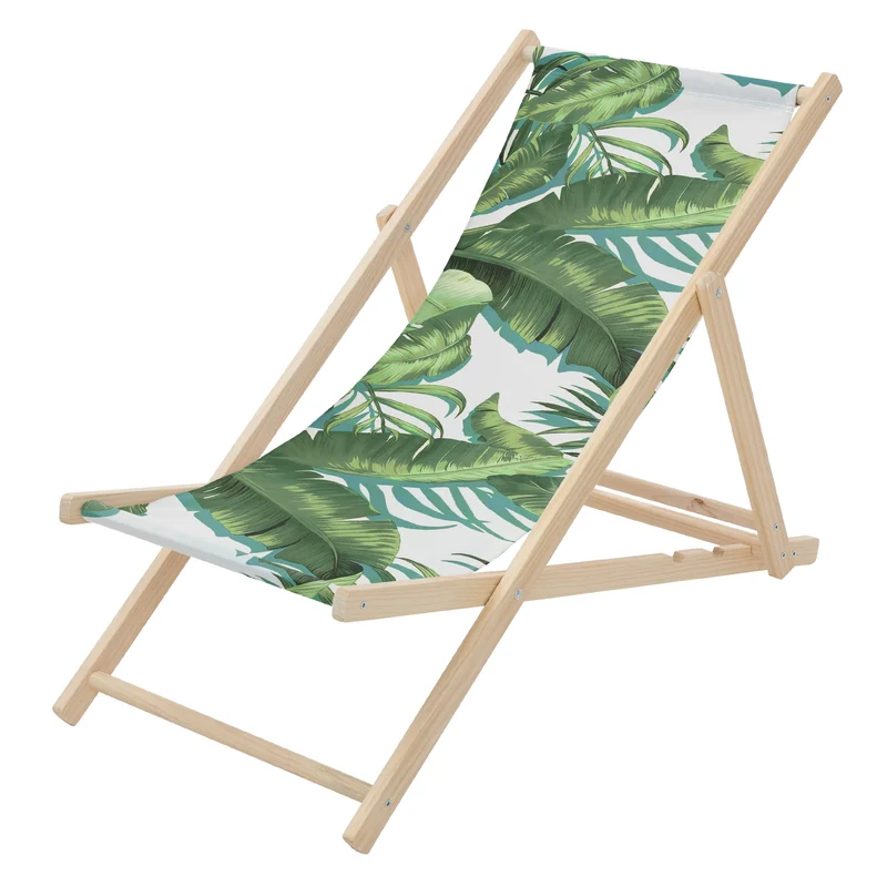 ECD Germany | Gartenliege klappbar aus Holz mit Floral Muster Strandliege Strandstuhl Sonnenliege