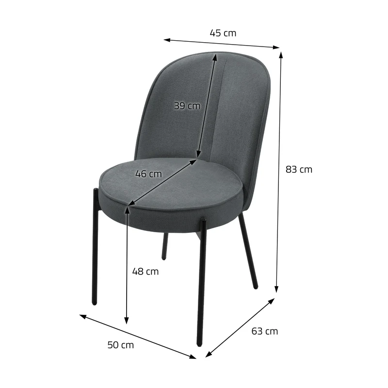 Esszimmerstühle 2er Set Anthrazit mit Rückenlehne, Polsterstühle für Esszimmer & Küche ML-Design