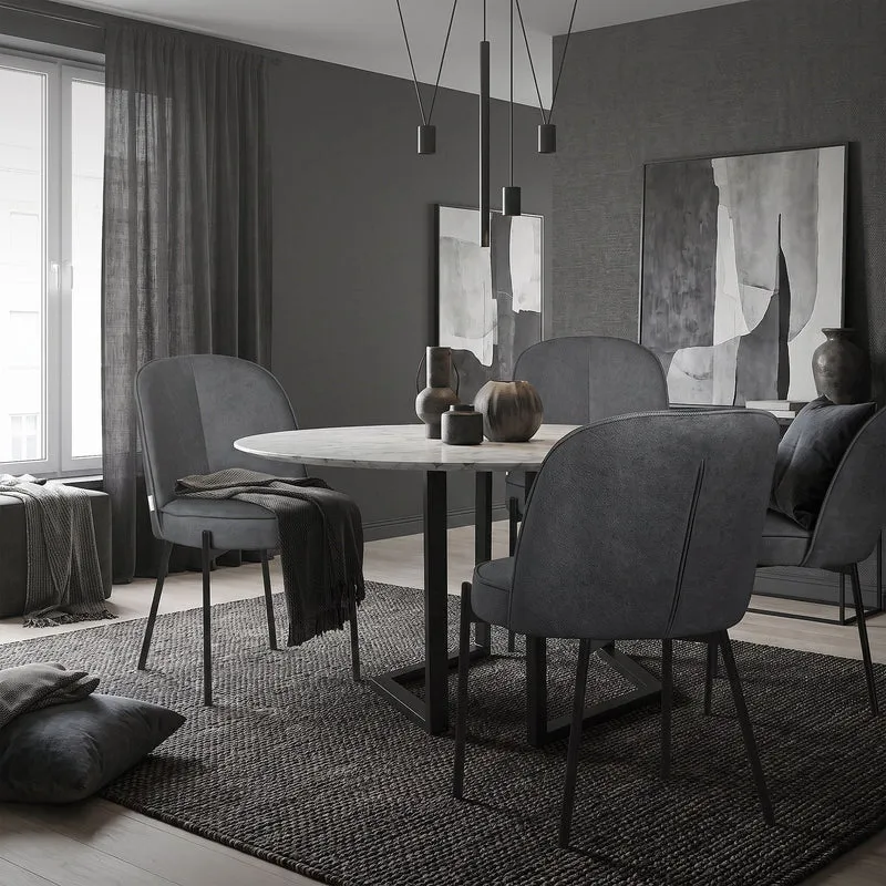 Esszimmerstühle 2er Set Anthrazit mit Rückenlehne, Polsterstühle für Esszimmer & Küche ML-Design