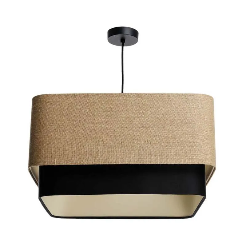B-Ware Hängeleuchte Kwadro Duo LED Pendelleuchte dimmbar schwarz beige 50x50cm Jute