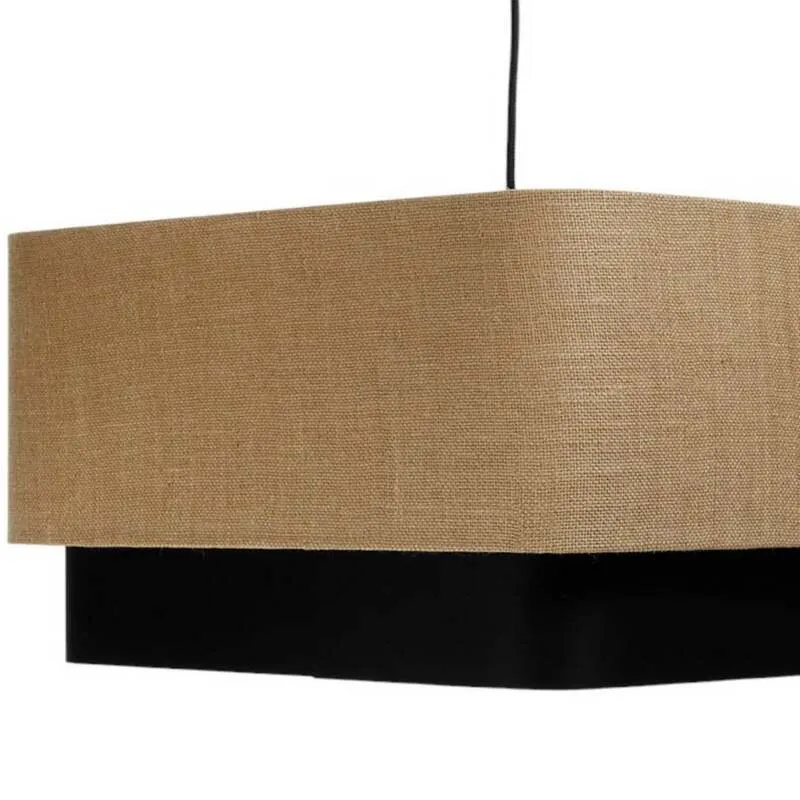 B-Ware Hängeleuchte Kwadro Duo LED Pendelleuchte dimmbar schwarz beige 50x50cm Jute