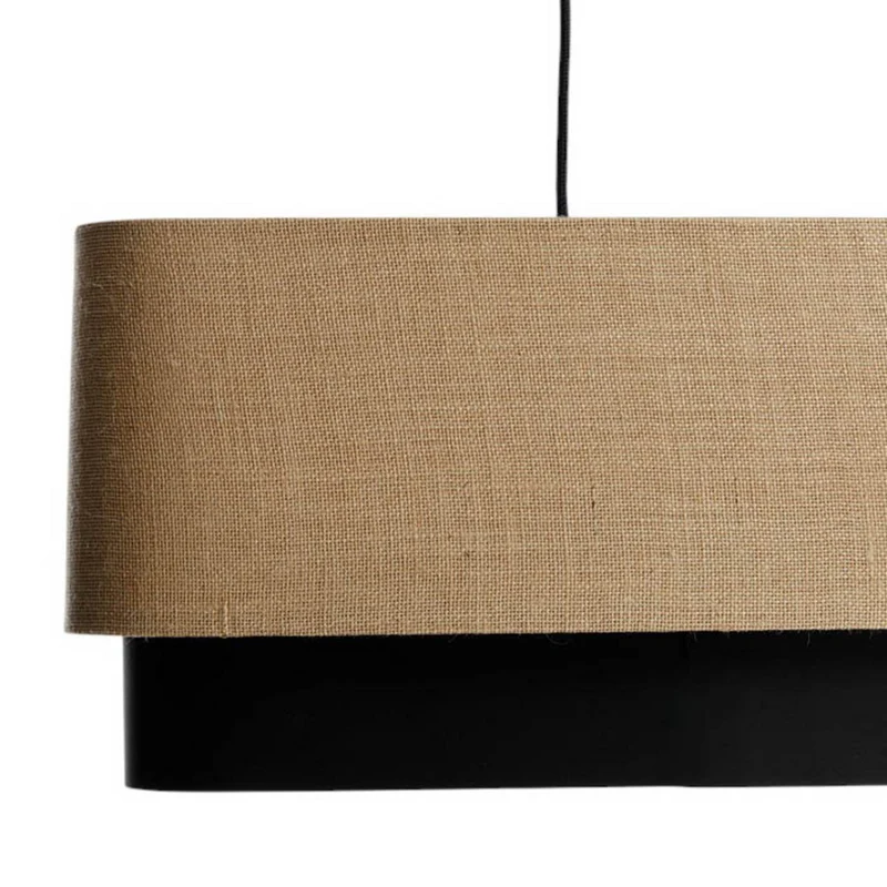 B-Ware Hängeleuchte Kwadro Duo LED Pendelleuchte dimmbar schwarz beige 50x50cm Jute