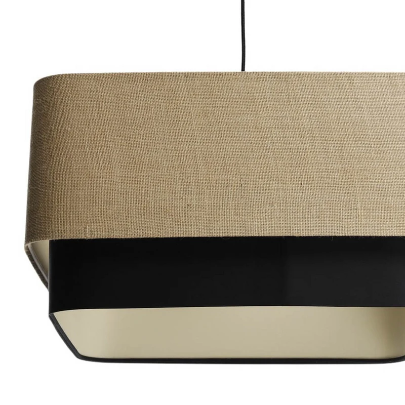 B-Ware Hängeleuchte Kwadro Duo LED Pendelleuchte dimmbar schwarz beige 50x50cm Jute