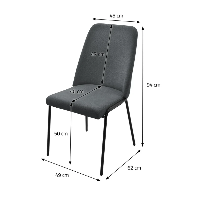 Esszimmerstühle 2er Set Anthrazit mit Rückenlehne, Polsterstühle für Esszimmer & Küche ML-Design
