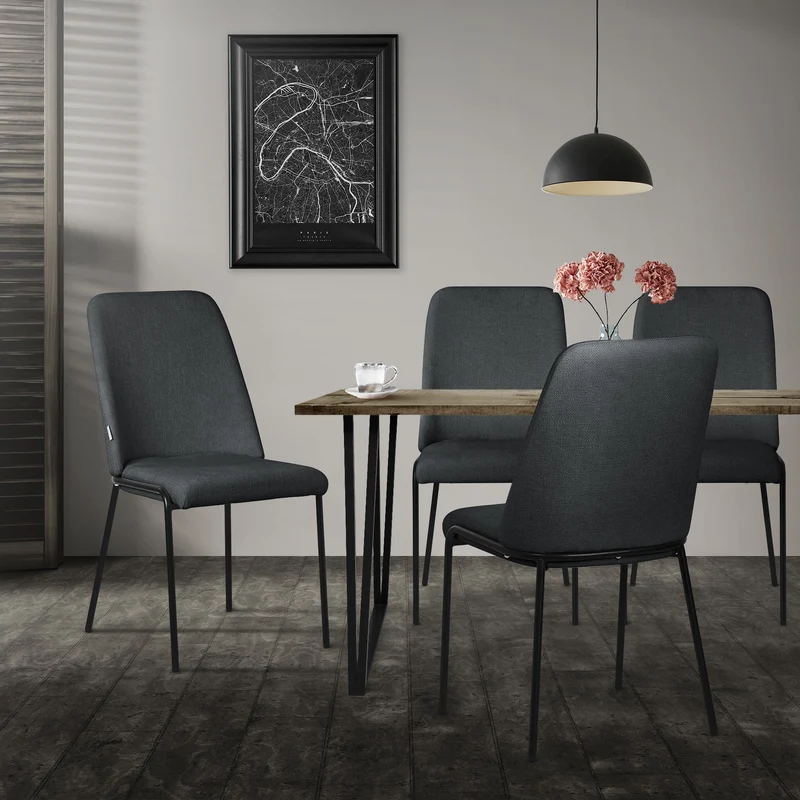 Esszimmerstühle 2er Set Anthrazit mit Rückenlehne, Polsterstühle für Esszimmer & Küche ML-Design
