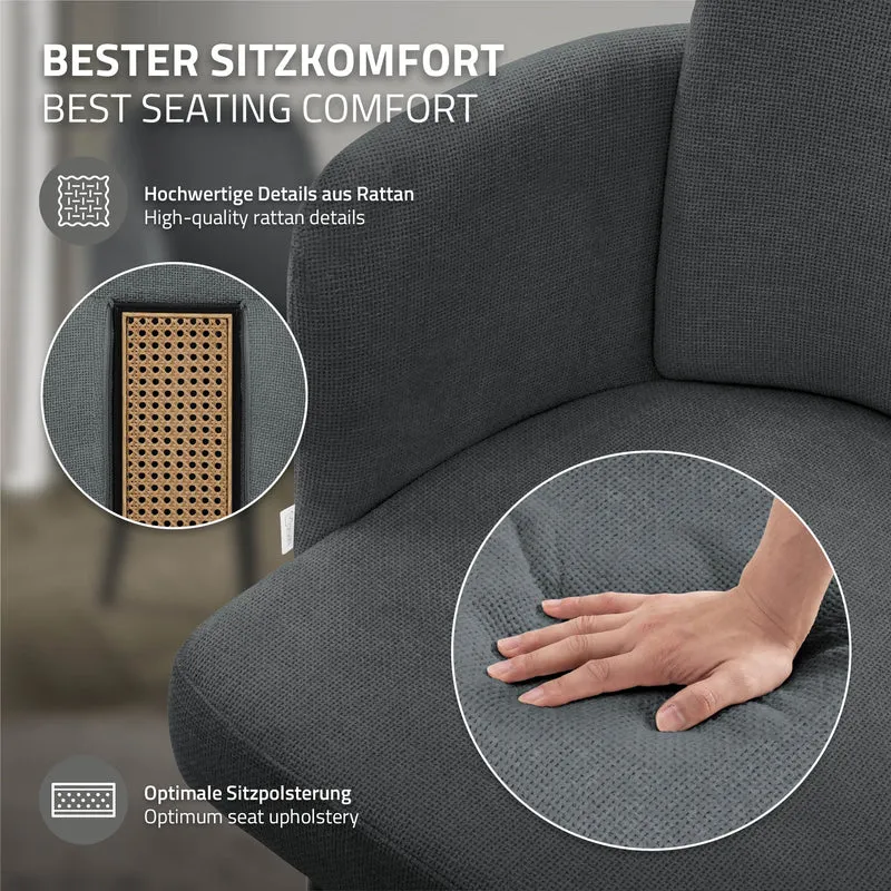 Esszimmerstuhl mit Rücken- & Armlehne Anthrazit mit Metallbeinen bis 120 kg ML-Design