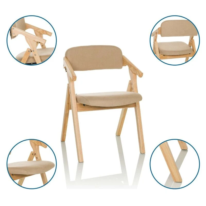 B-Ware hjh OFFICE Besucherstuhl Klappstuhl SCANDIO Holzrahmen Beige Stoff