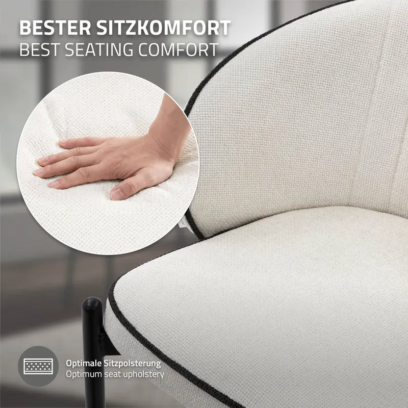 4er Set Esszimmerstühle mit Rücken- & Armlehne Beige mit Metallbeinen bis 120 kg ML-Design