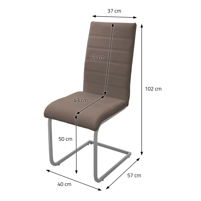 4er Set Esszimmerstuhl Freischwinger mit Rückenlehne Braun Kunsterlederbezug ML-Design