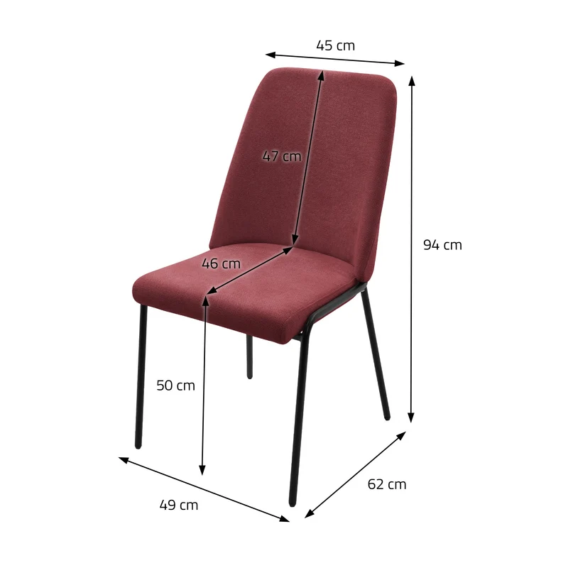 Esszimmerstühle 2er Set Rot mit Rückenlehne, Polsterstühle für Esszimmer & Küche ML-Design