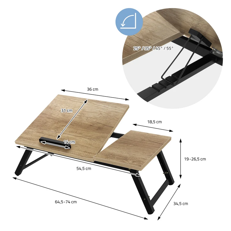 B-Ware Laptoptisch fürs Bett oder Sofa Eiche aus Holz ML-Design