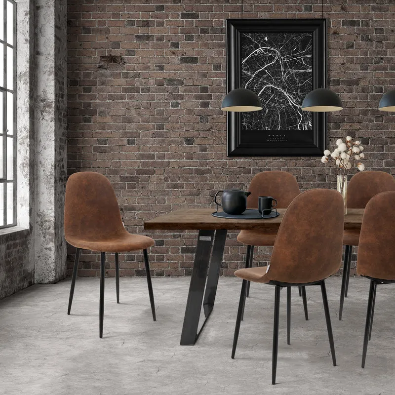 Esszimmerstuhl 4er Set mit Rückenlehne Braun Küchenstuhl mit Kunstleder Bezug ML-Design