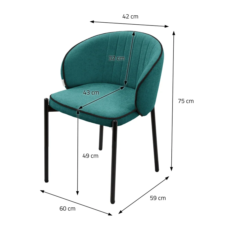 4er Set Esszimmerstühle mit Rücken- & Armlehne Petrol mit Metallbeinen bis 120 kg ML-Design