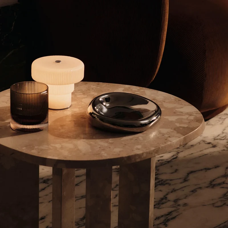 B-Ware Schale Schüssel Ferm Living Bellure Steinzeug Silber Schale Wohnaccessoire