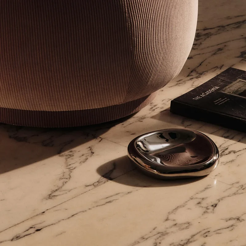 B-Ware Schale Schüssel Ferm Living Bellure Steinzeug Silber Schale Wohnaccessoire