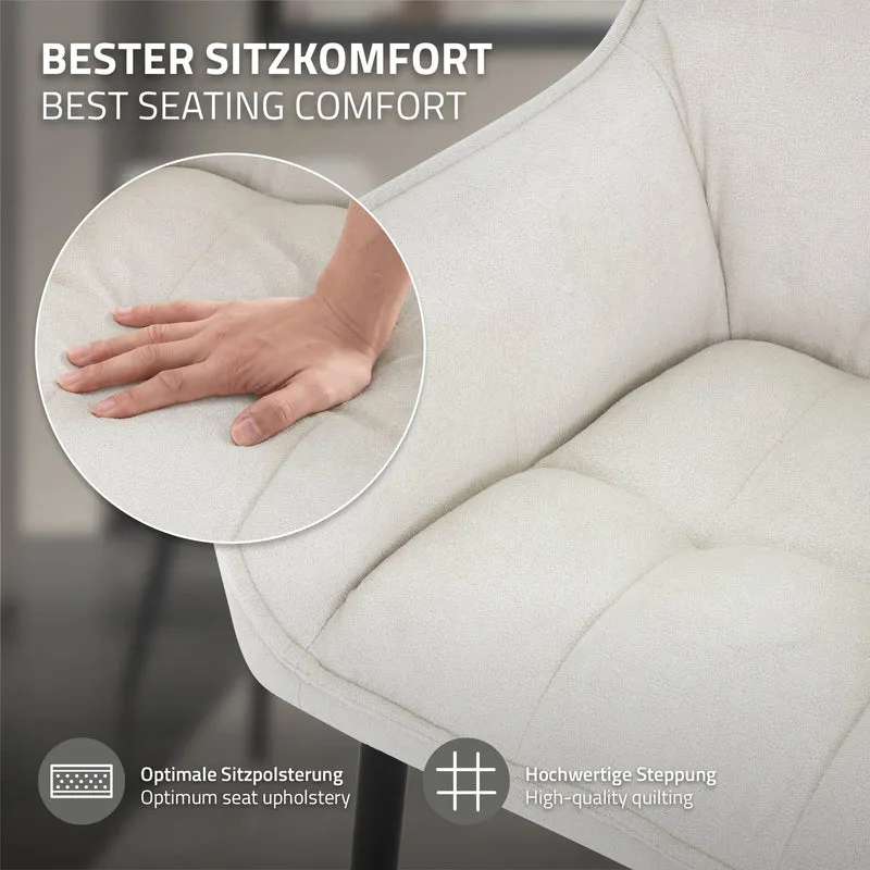 B-Ware Esszimmerstuhl Creme aus Frotteestoff mit gepolstertem Sitz ML-Design
