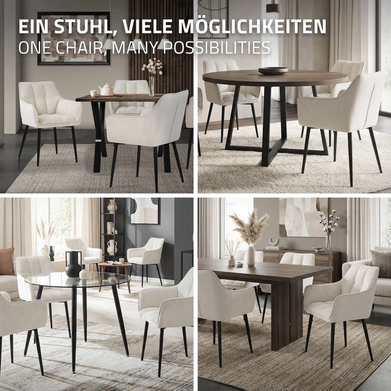 B-Ware Esszimmerstuhl Creme aus Frotteestoff mit gepolstertem Sitz ML-Design